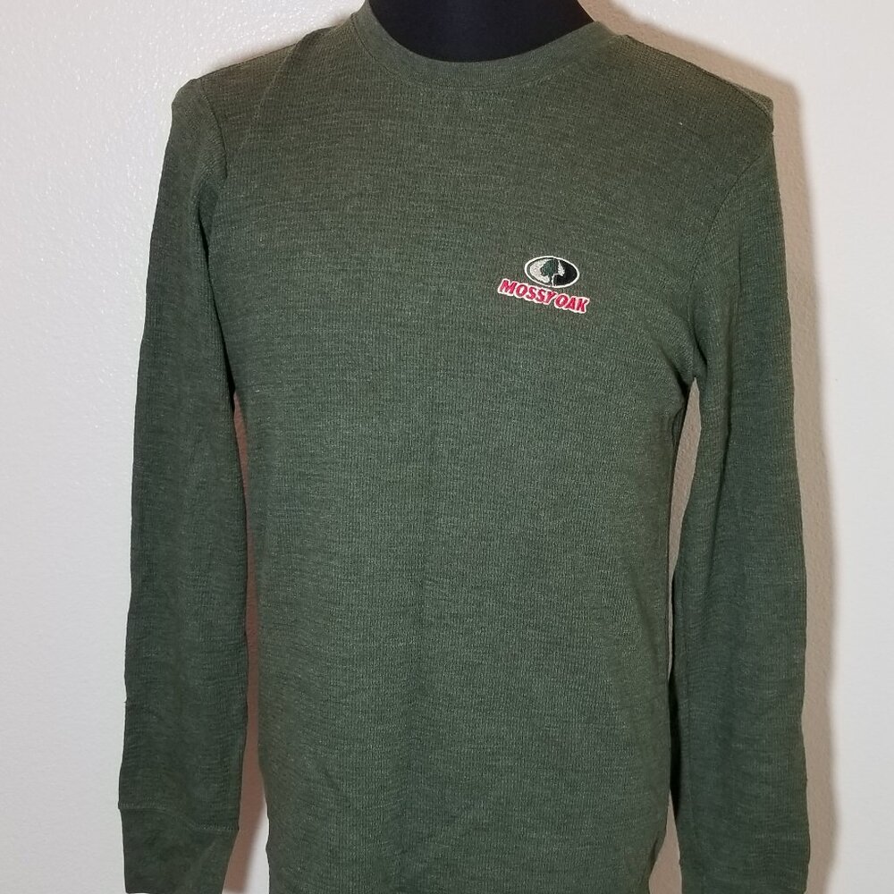 Mossy Oak Mens S‎ Long Sleeve Thermal Shirt Olive Green Outdoor Hiking Camping